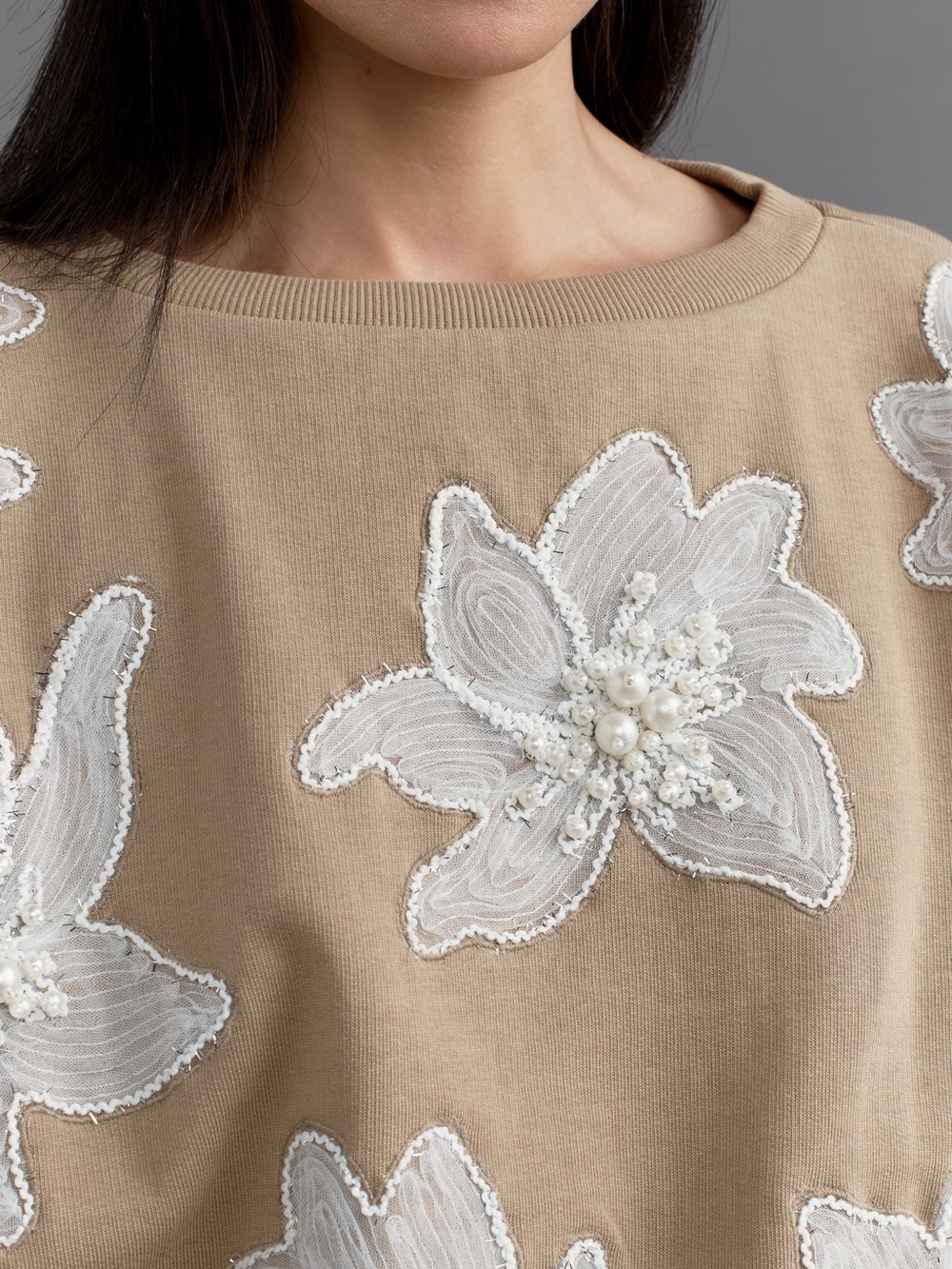 Ollari Deco Floral Embellished Pullover from Anthropologie NWT
